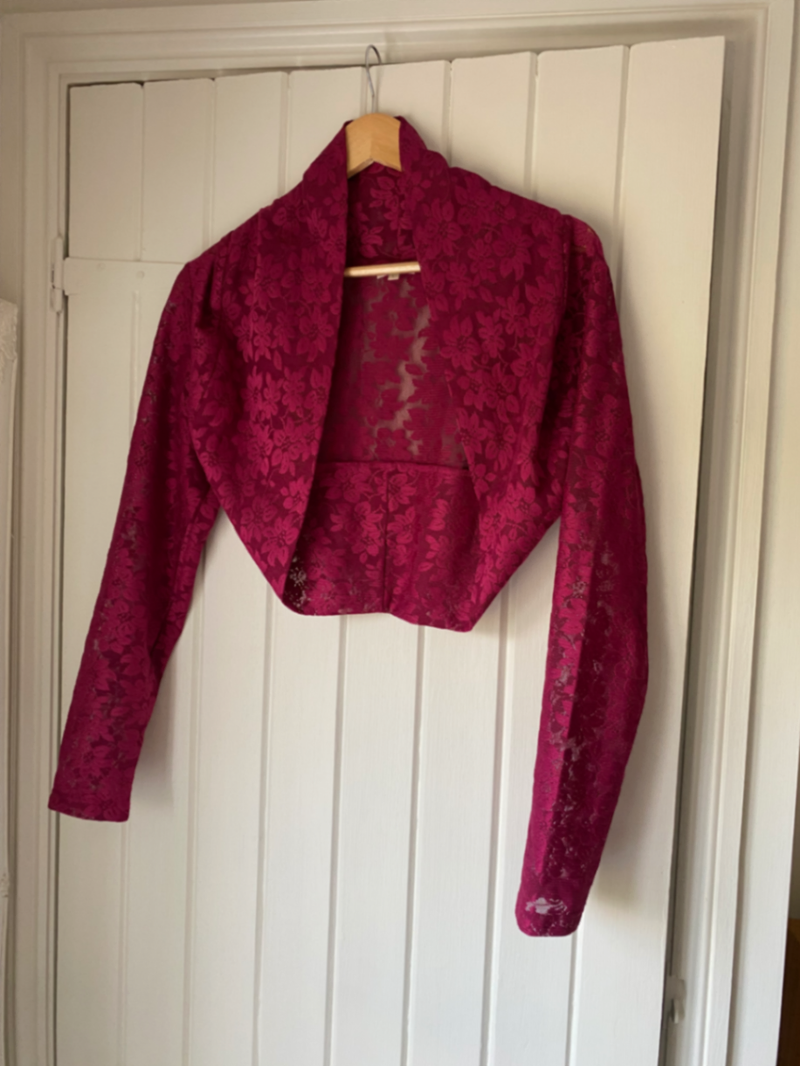 Berry colour lacey cropped Bolero Jacket