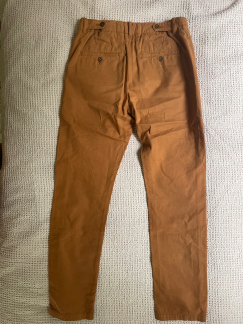 Aubin & Wills slim-fit rust coloured cotton chinos