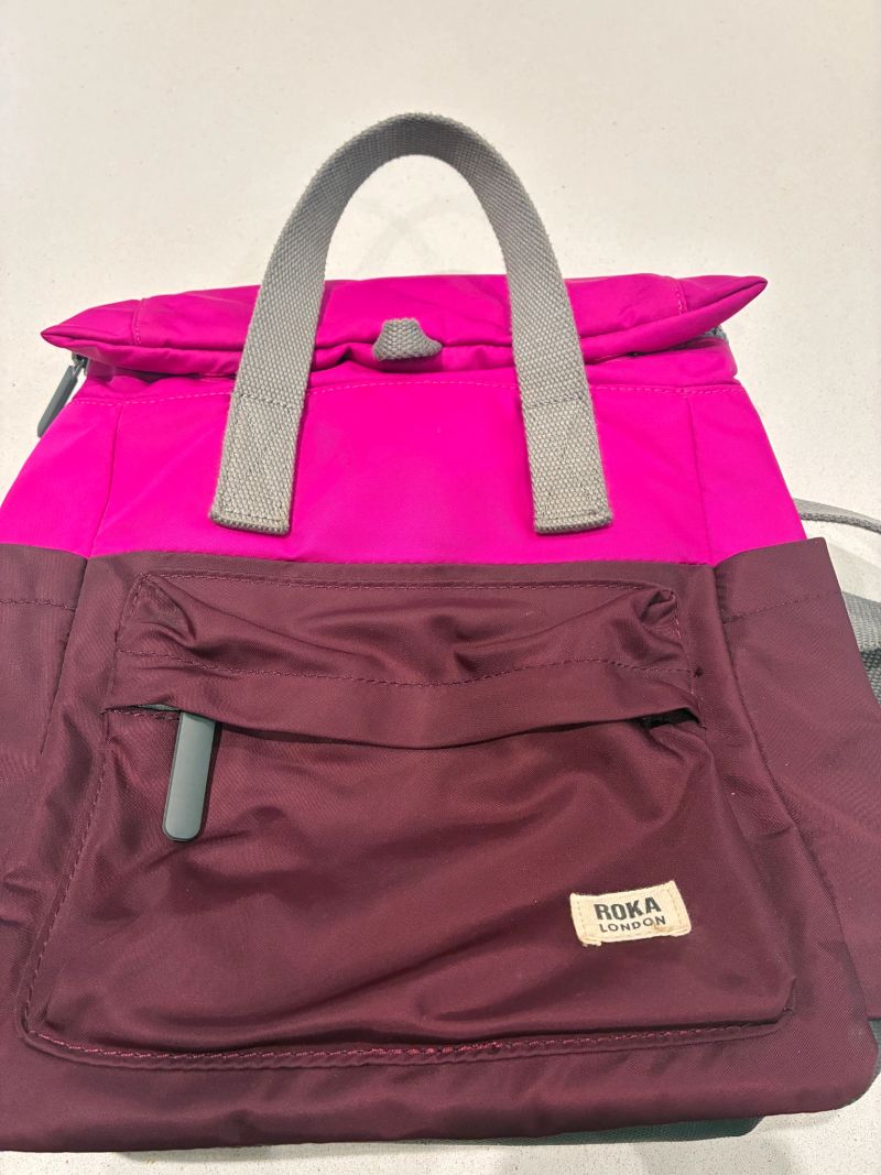 Canfield Rolltop backback in 2 tone pink
