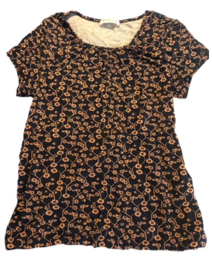 Sultry Navy and Rosewood Floral Print Top