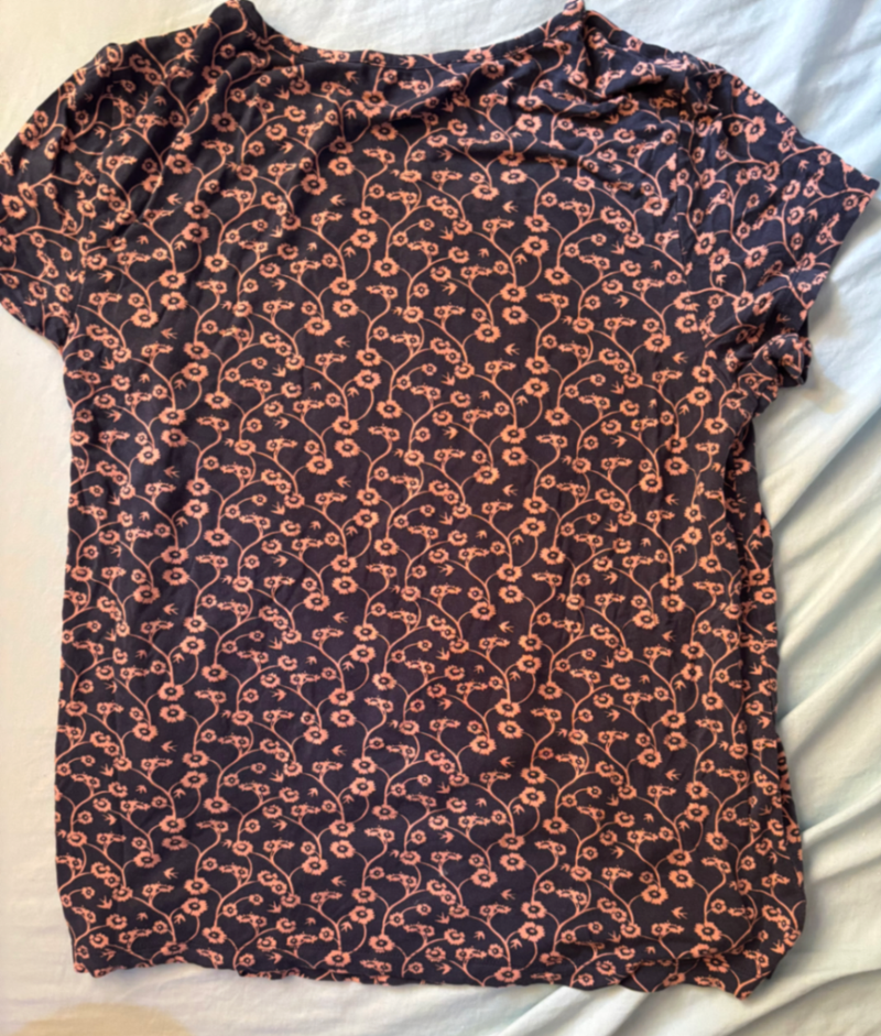 Sultry Navy and Rosewood Floral Print Top