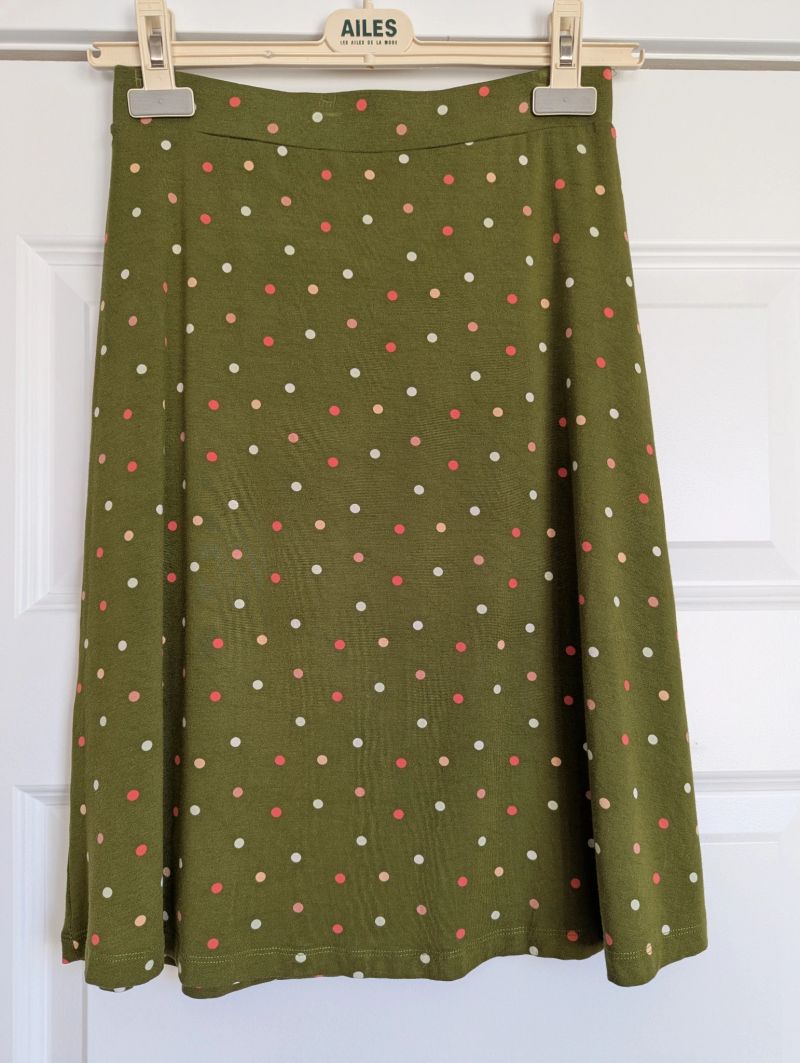 Geri Print Skirt, Polka Dot A-Line Skirt Green