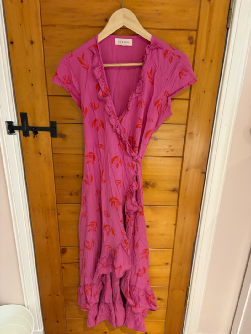 Pink floral wrap dress 