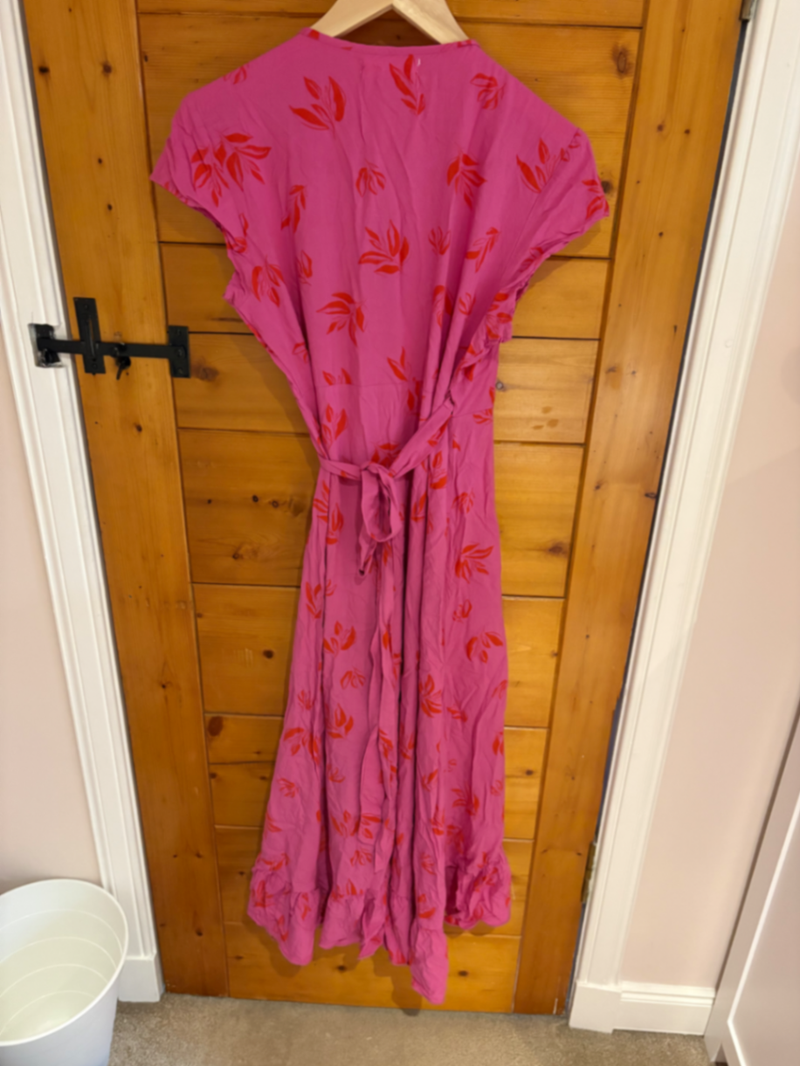Pink floral wrap dress 