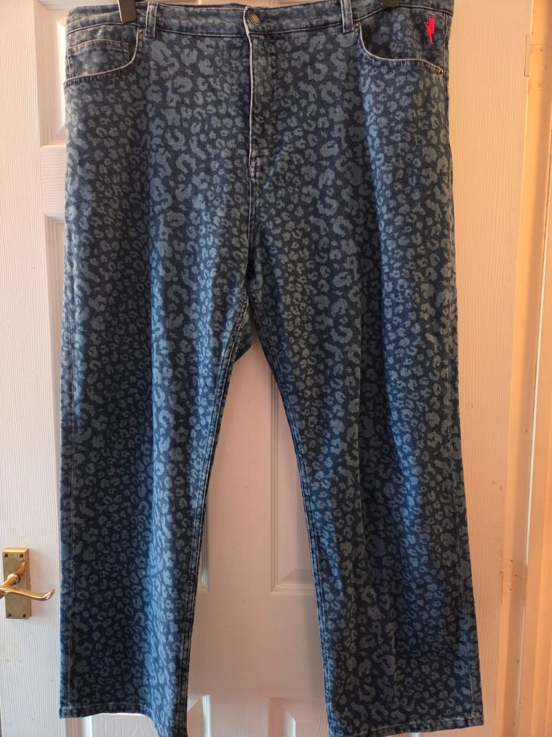 Authentic Indigo Leopard Straight Leg Jeans
