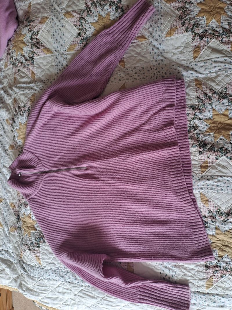 Pink zip up neck wool jumper