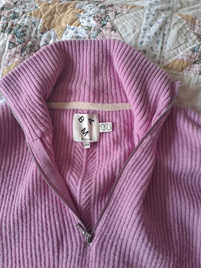 Pink zip up neck wool jumper