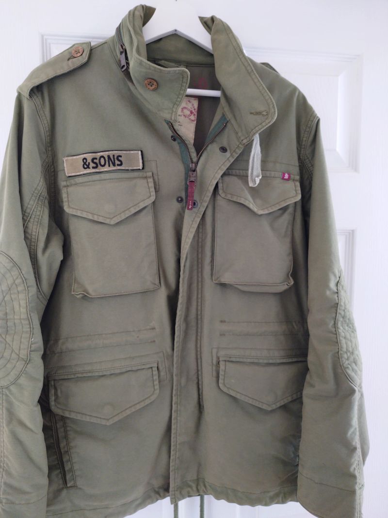 &SONS Khaki Cargo Jacket with Hood