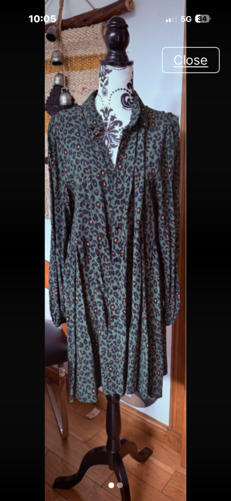 Vestito Camicia Mini Animale Khaki