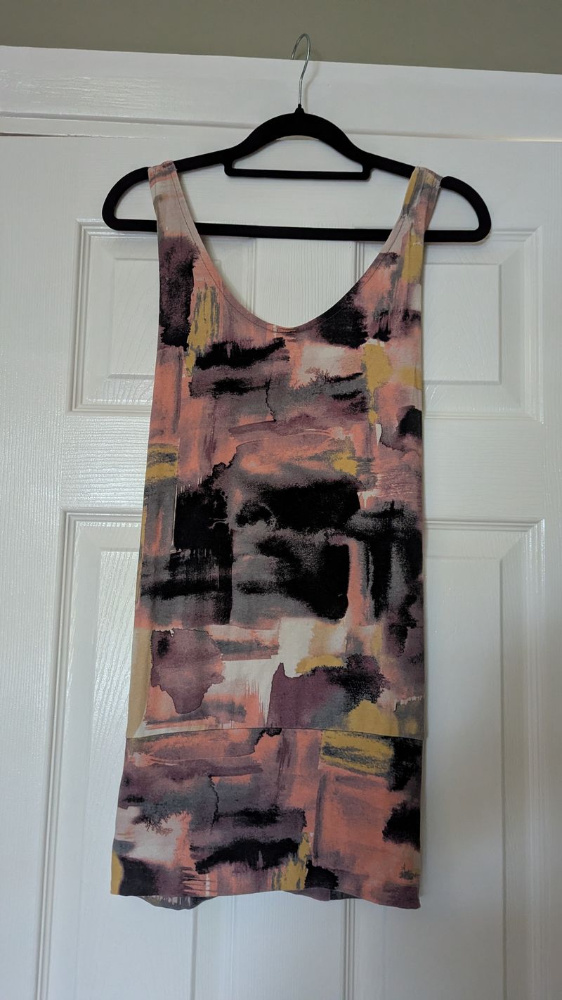 Pink and grey patterned cross over open back vest UK 12 