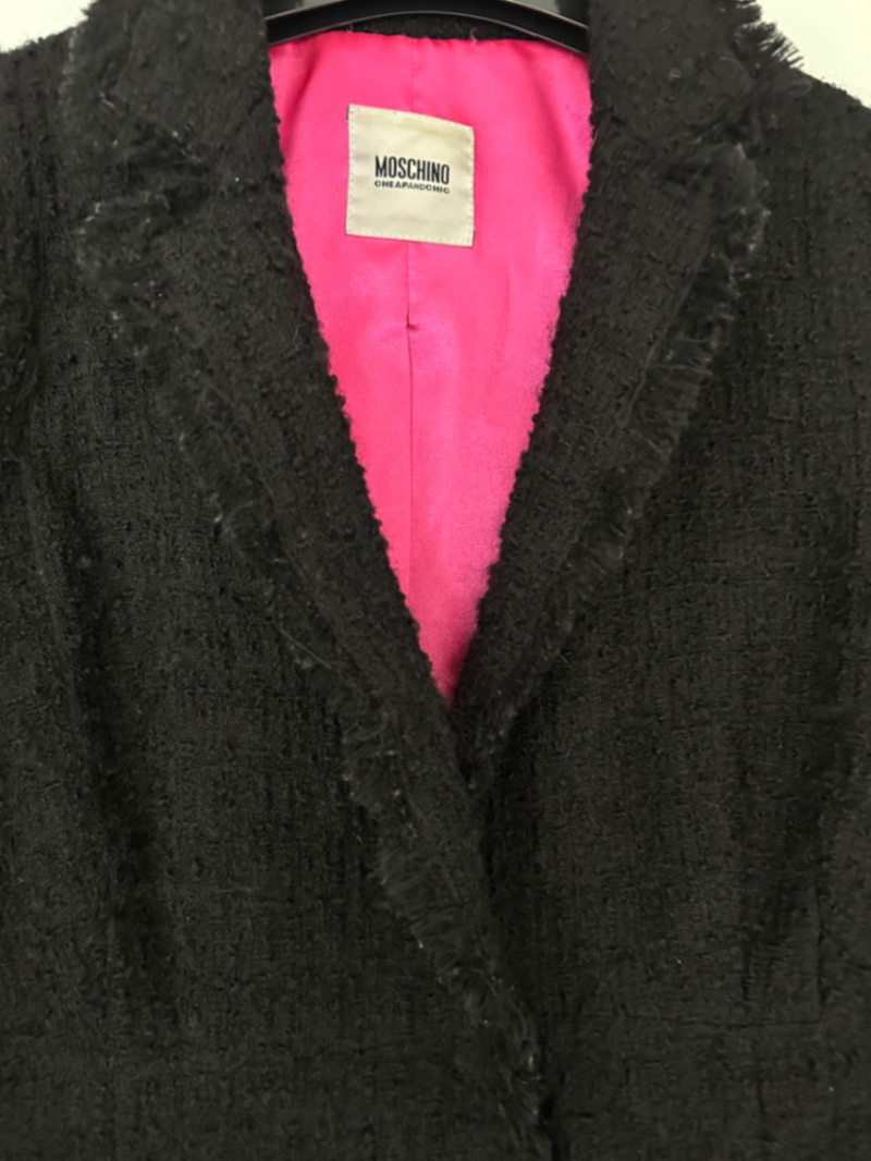 MOSCHINO Cheap & Chic Black Virgin Wool Textured Jacket Blazer