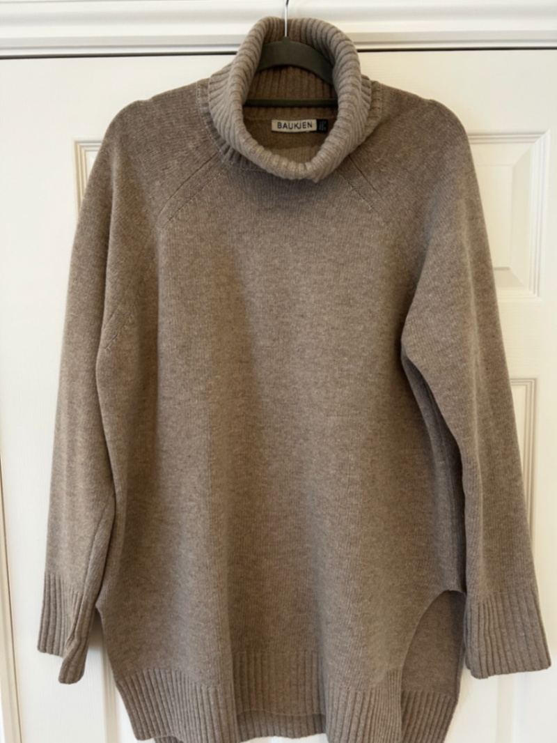 Recycled Wool Roll-neck Longline Jumper