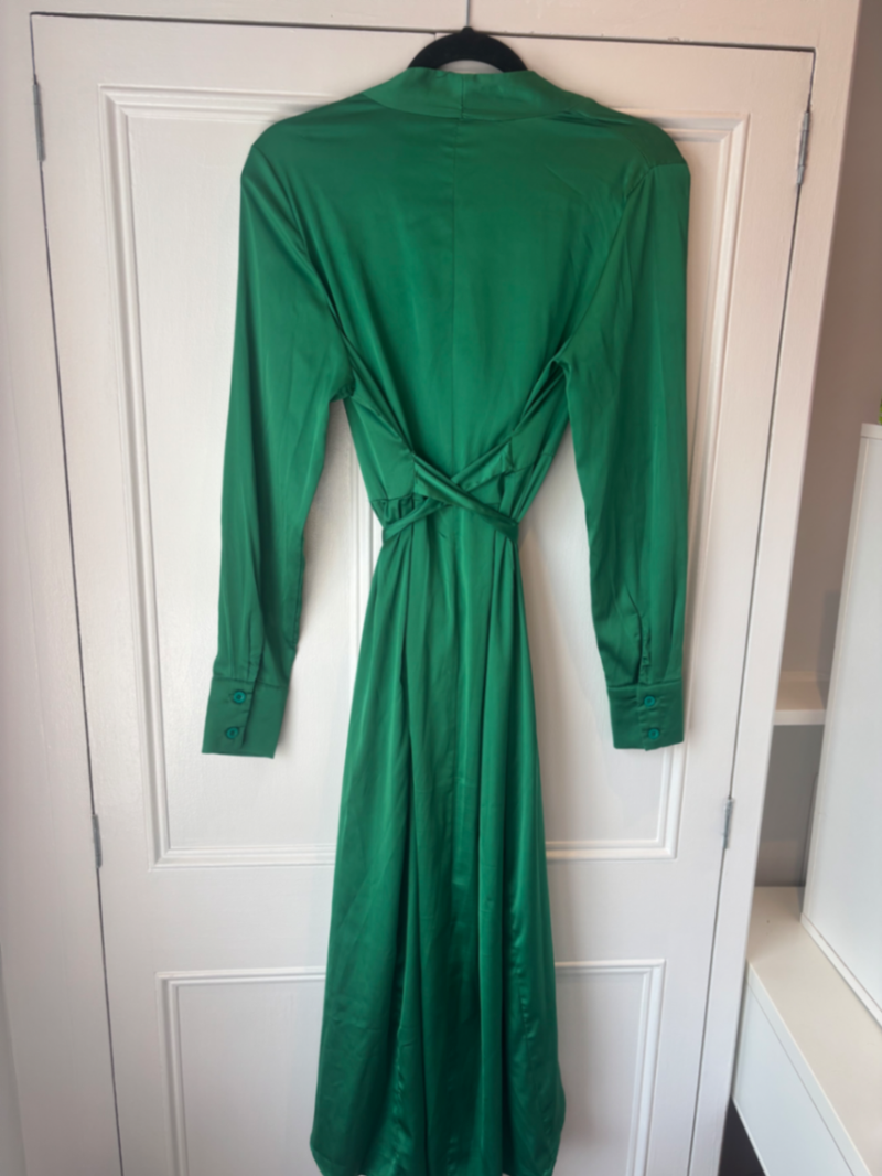 emerald green wrap dress Never Fully Dressed Vienna midi in forest / 💚 RAIL4