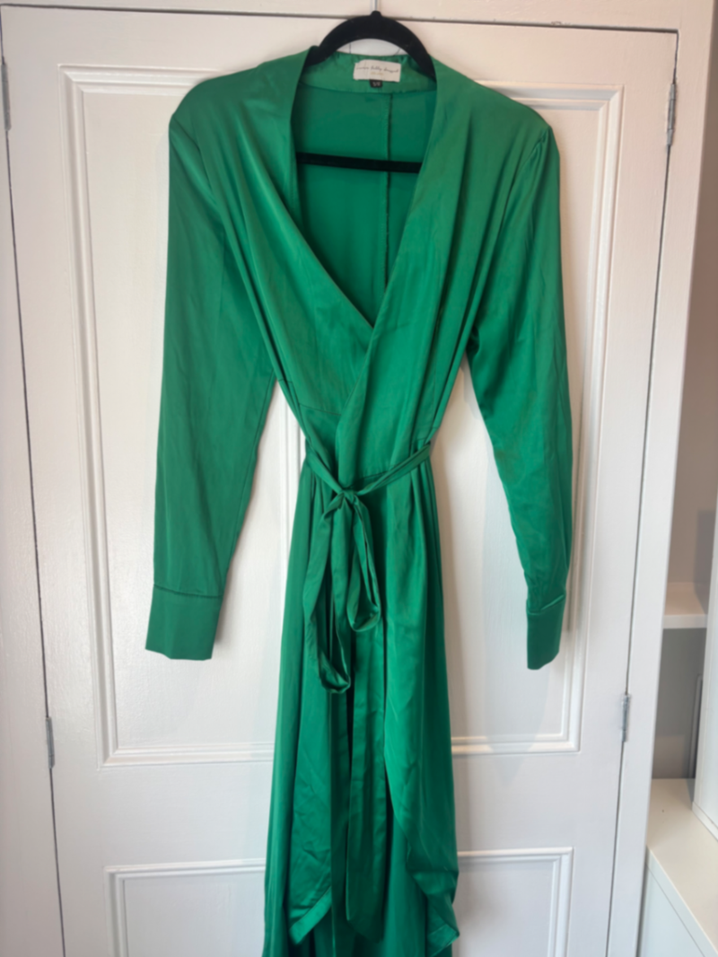 Never Fully Dressed Vienna wrap midi dress in forest / emerald green 💚