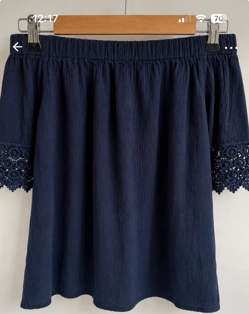 Off the shoulder navy top