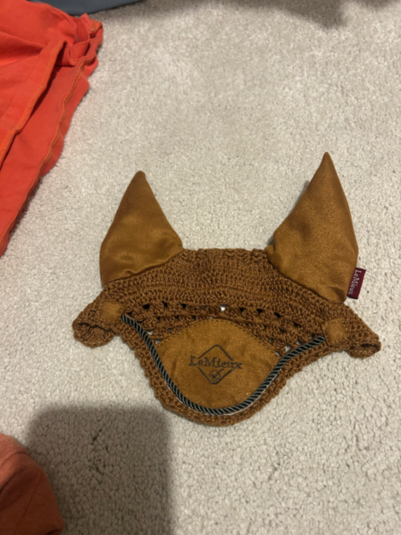 Alpine/ginger hobby horse ear bonnet 
