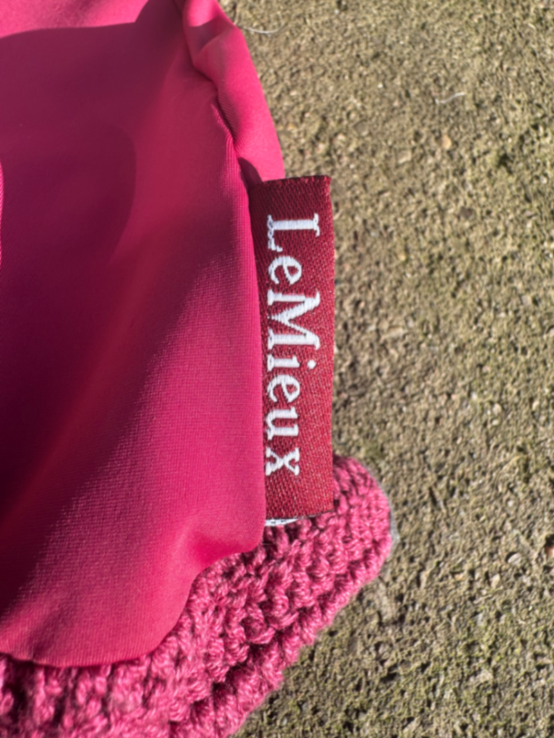 Lemieux Classic crochet fly hood veil bonnet ears mulberry XL