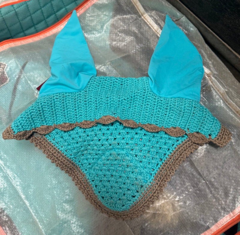 Lemieux Classic fly hood crochet bonnet ears azure size XL