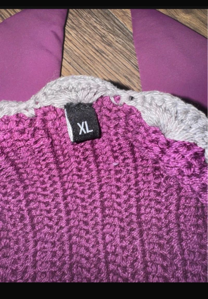 Lemieux Classic Crochet Fly Mask Hood Ears Bonnet Plum Size XL 