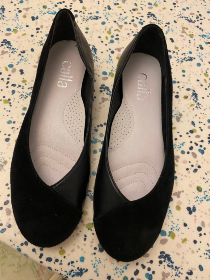 Charlotte - Black Leather & Suede Ballerinas
