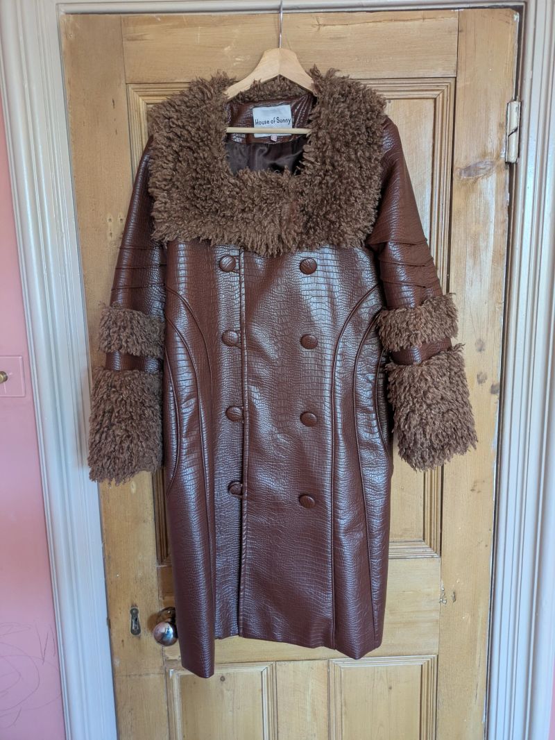 Vegan Fur And Leather Chocolate Penny Coat