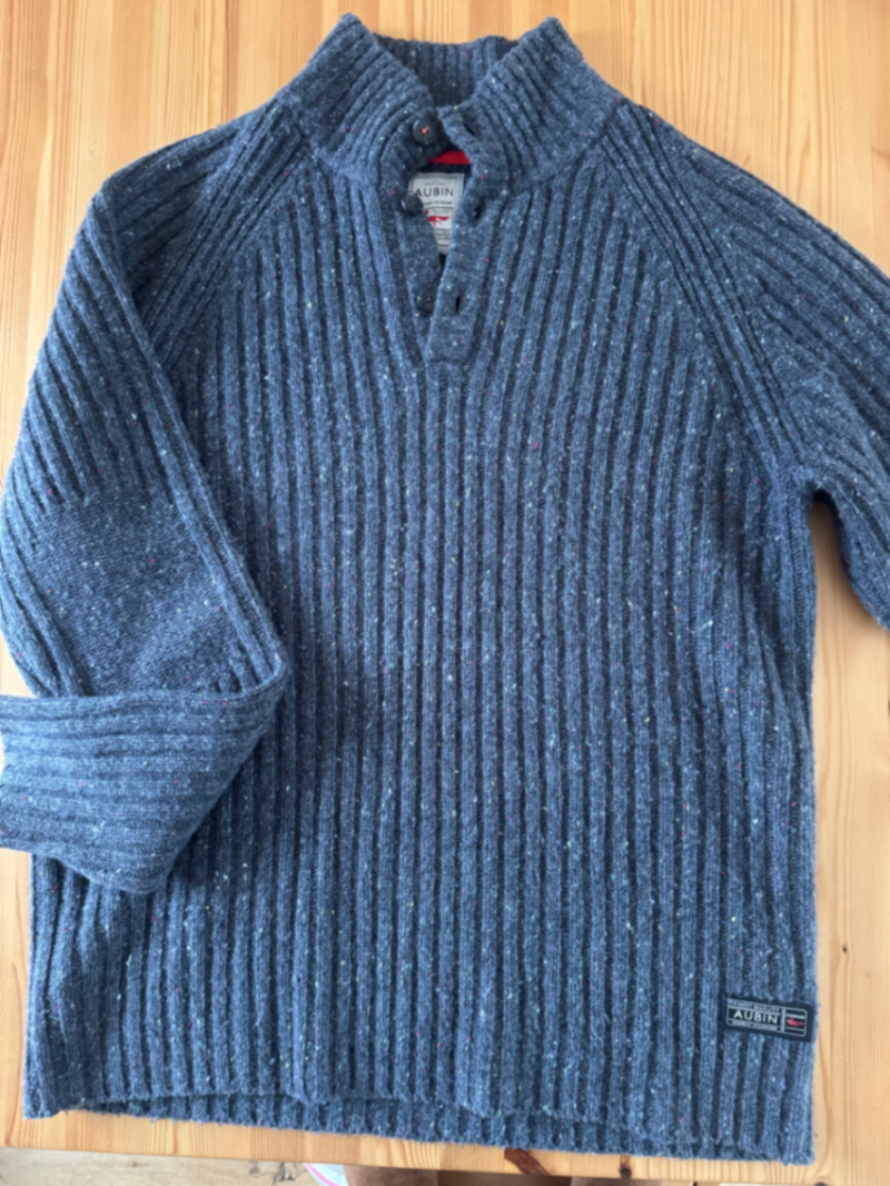 Farnham maglione collo bottone costa pescatore