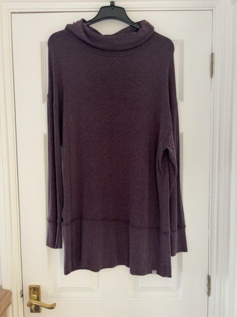 Ladies funnel neck dark purple top size 14