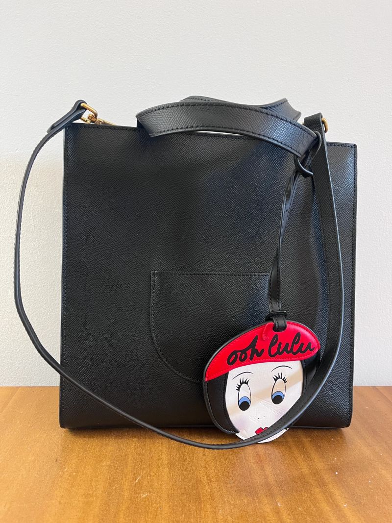 Minigrain Leather Black "Ooh LuLu" Davina Tote Bag