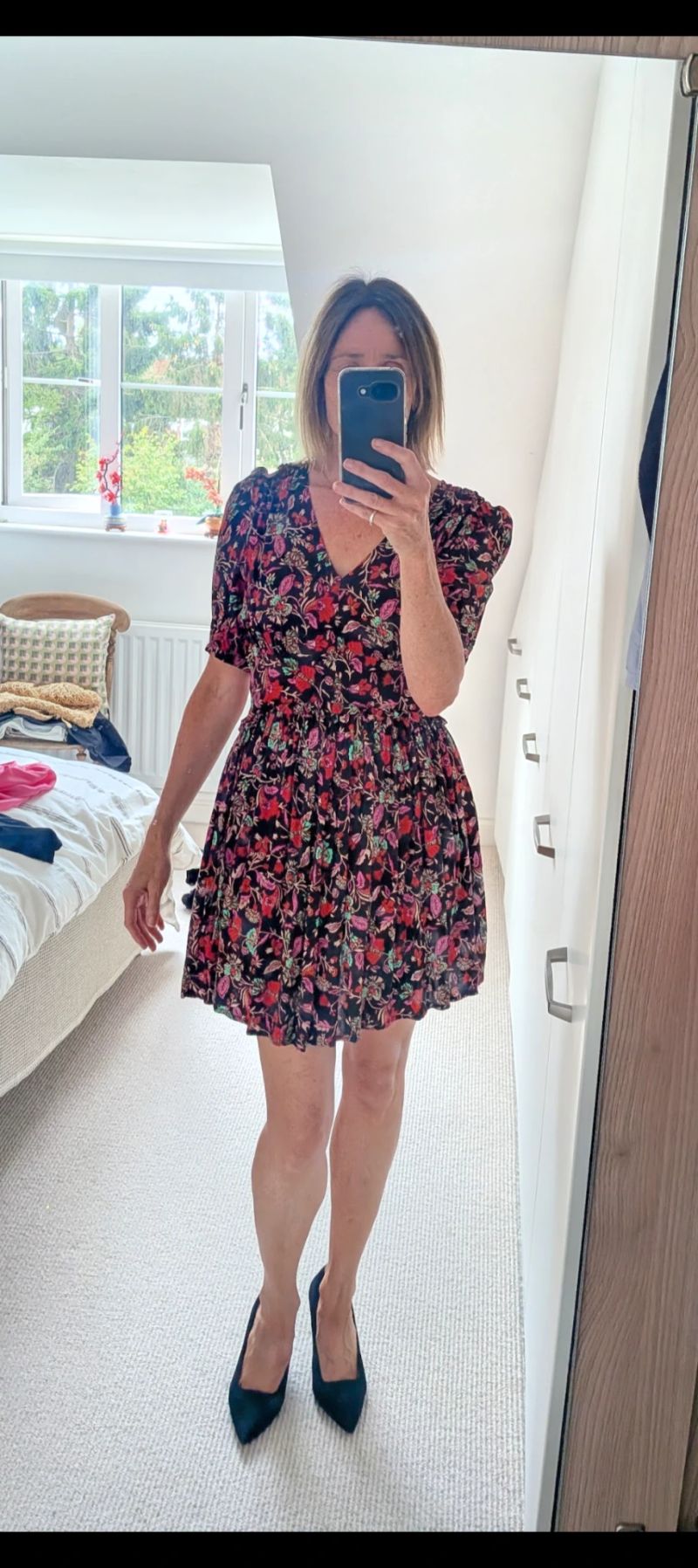 Floral Pattern Mini Dress