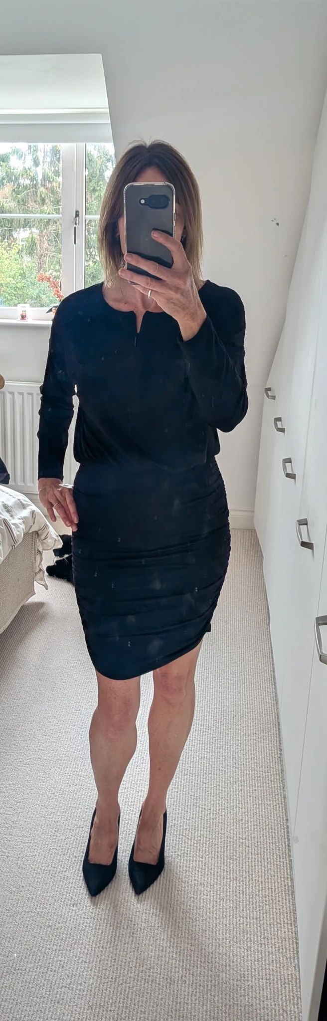 Black jersey fitted dress