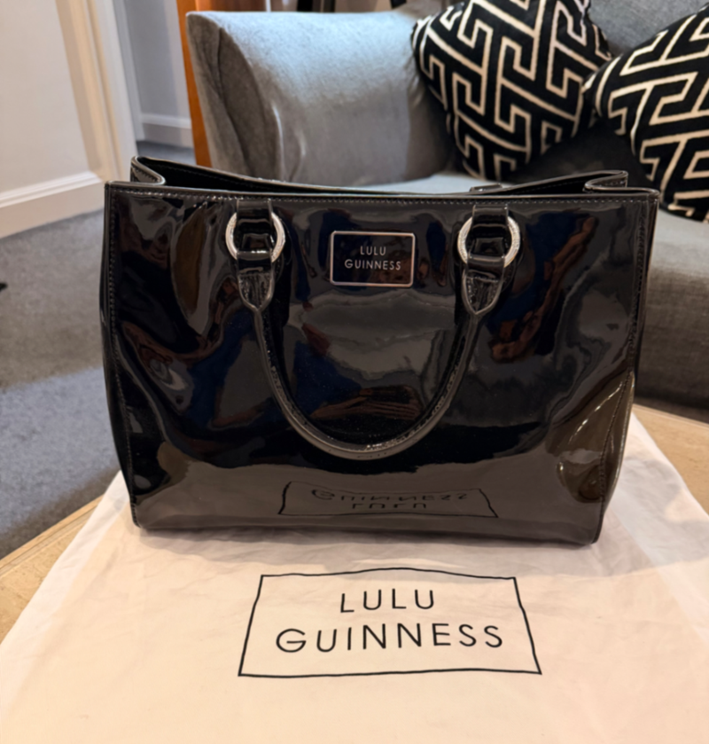 Black Patent Leather “Amelia” Tote Bag
