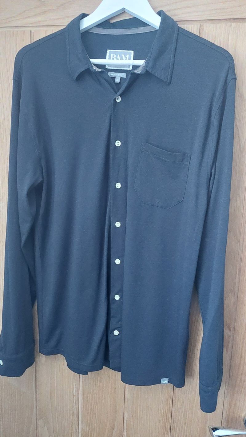 Camisa azul marino de botones manga larga XL