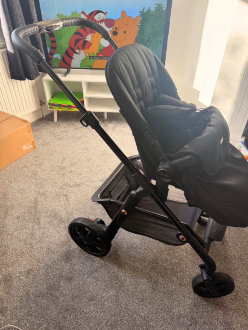 Black Travel System Pram with Carrycot