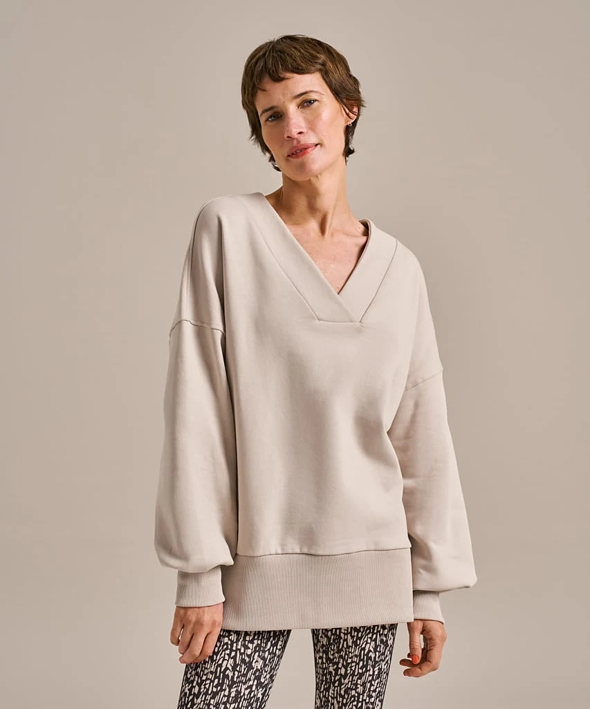 Oversized V Neck Sweat Top - Small