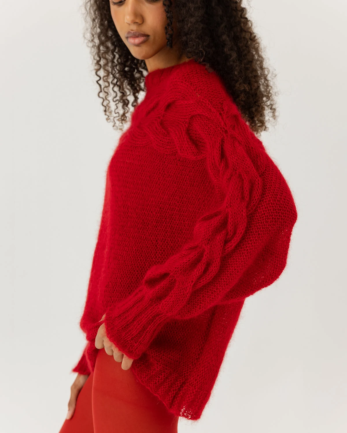 Jūra: Poppy Red Silk & Mohair Sweater - Poppy Red / S