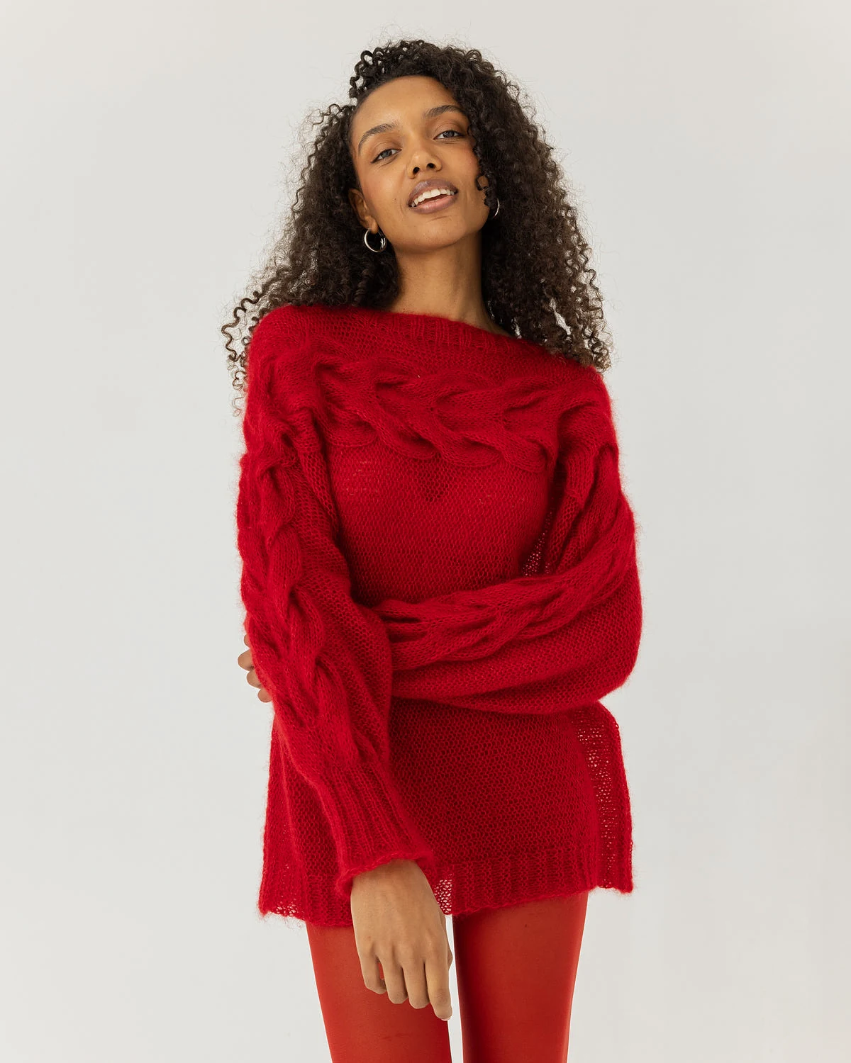 Jūra: Poppy Red Silk & Mohair Sweater - Poppy Red / S