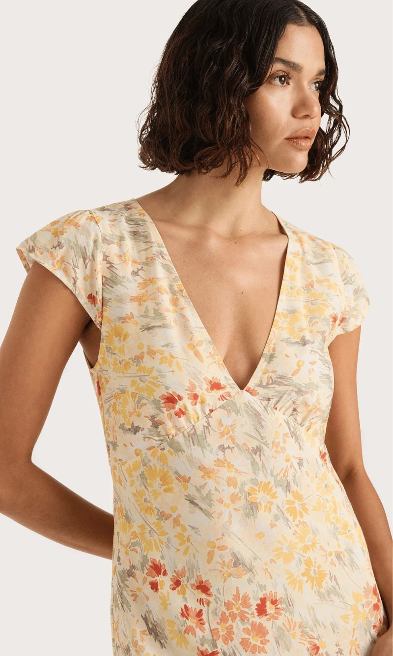 Faithfull the Brand • Esson Midi Dress • Yellow Adeline Floral