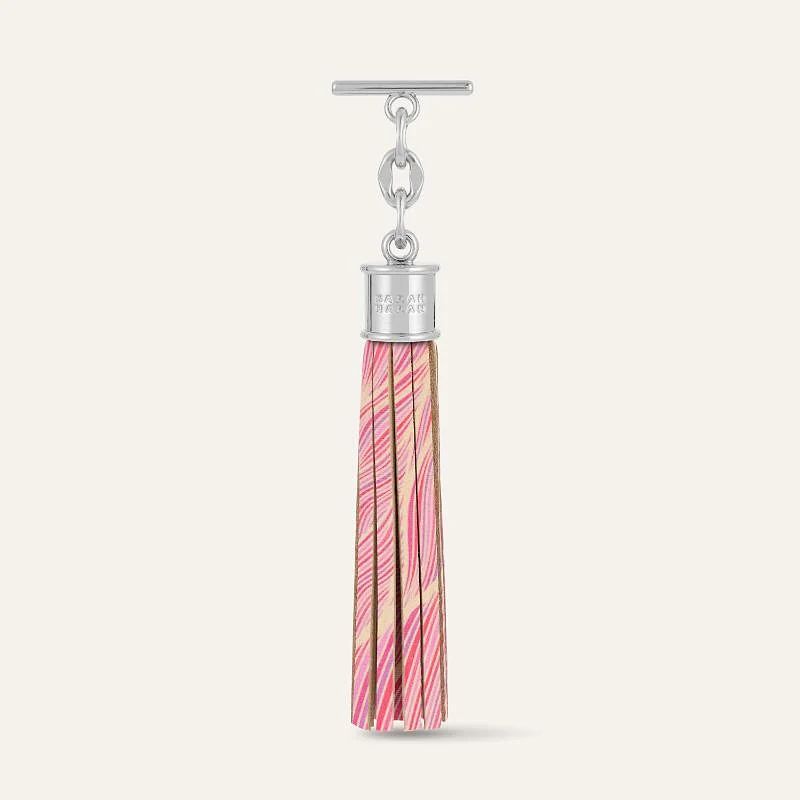 Capsule Tassel | Pink Leaf with Silver hardware