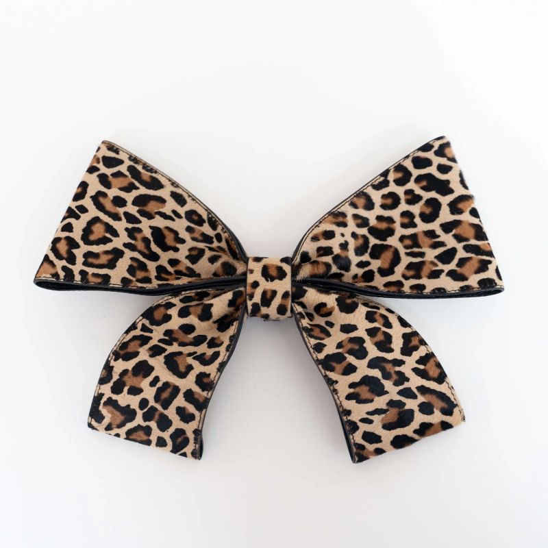 Deco Bow - Textured - Silver / Leopard Calf