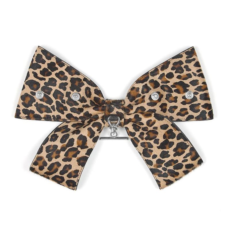 Deco Bow - Textured - Silver / Leopard Calf