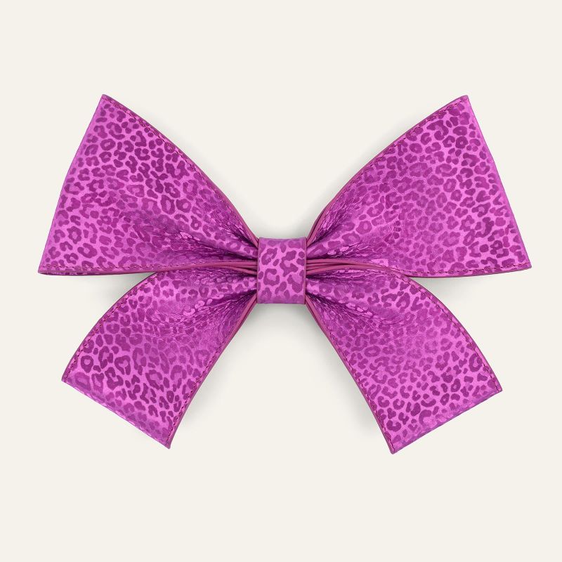 Deco Bow - Textured - Silver / Hot Pink Leopard