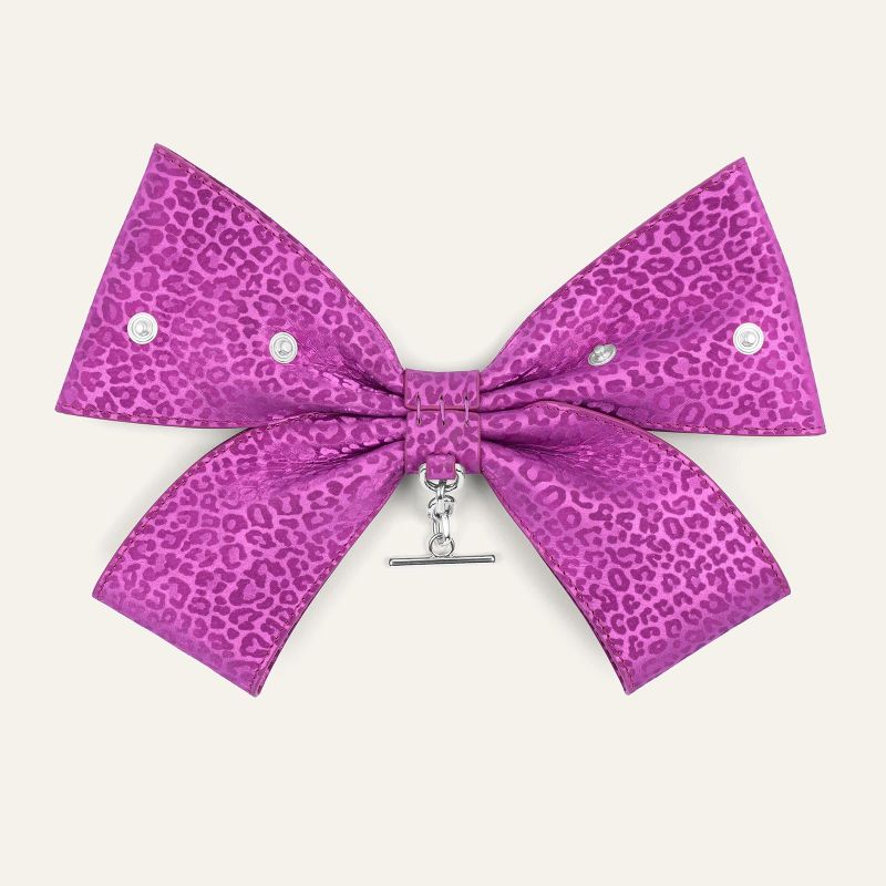 Deco Bow - Textured - Silver / Hot Pink Leopard
