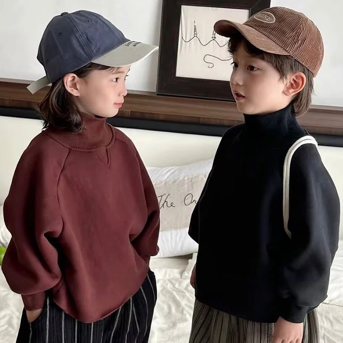 Funnel Neck Fleece Lined Raw Edge Sweatshirt (Mulberry) - 2 Years (90cm)
