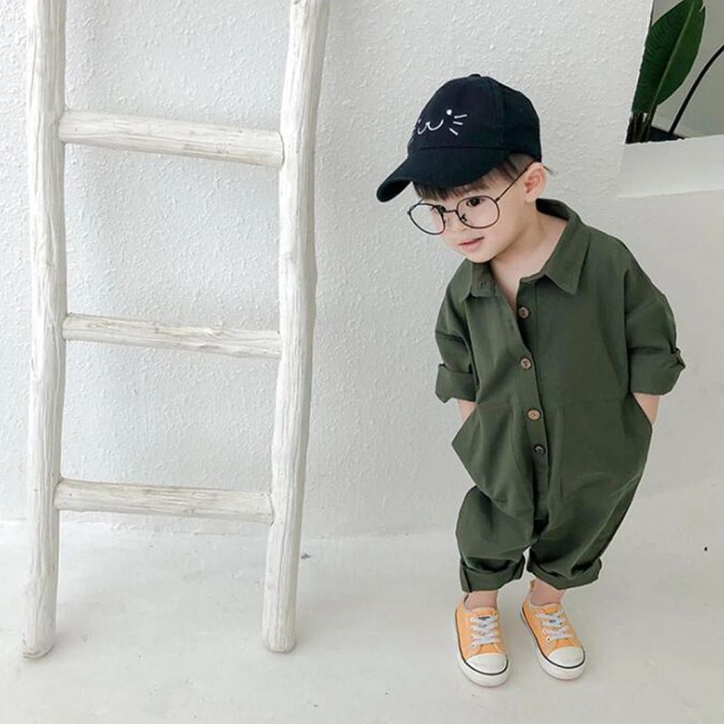 Gigi Unisex Cotton Pocket Overalls (Green)