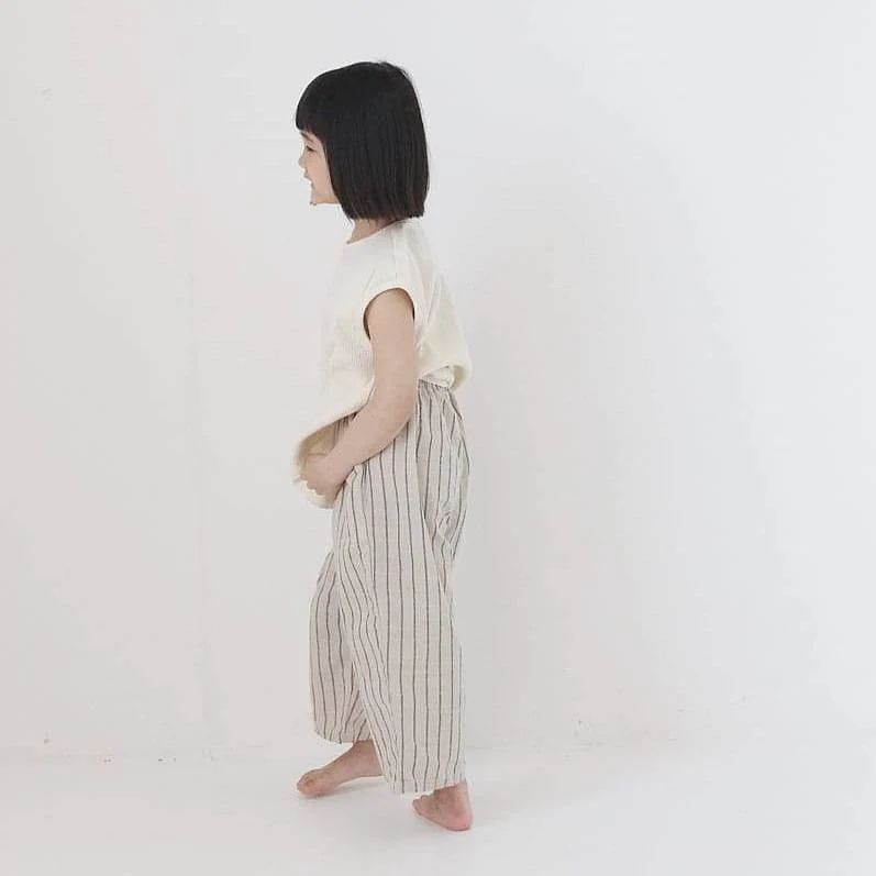 Suki Striped Cropped Trouser Pants (Beige Stripe) - 4-5 Years