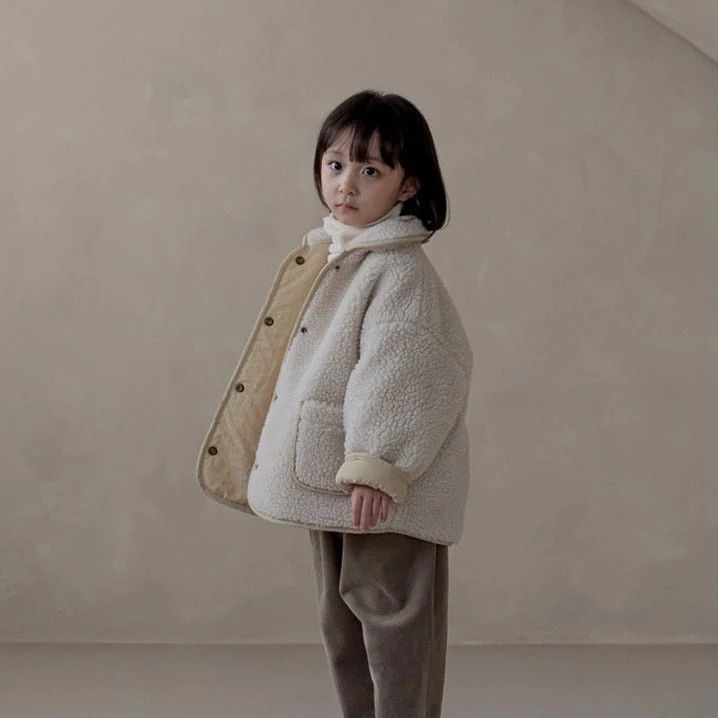 Everyday Reversible Padded Teddy Coat (Cream) - 5-7 Years