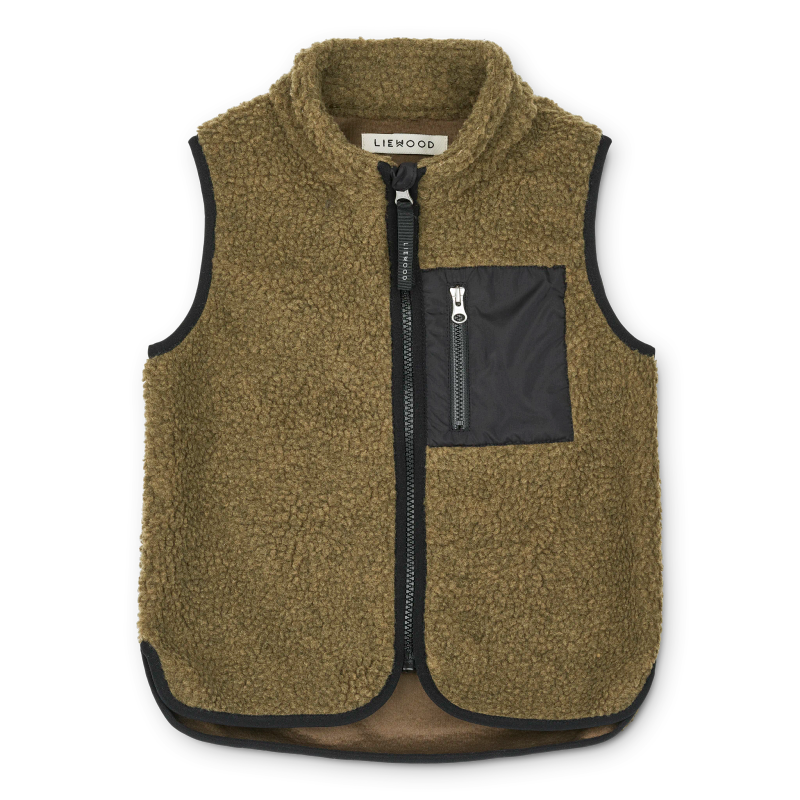 Vada Teddy Gilet Vest (Khaki/Black Mix) - 5 Years