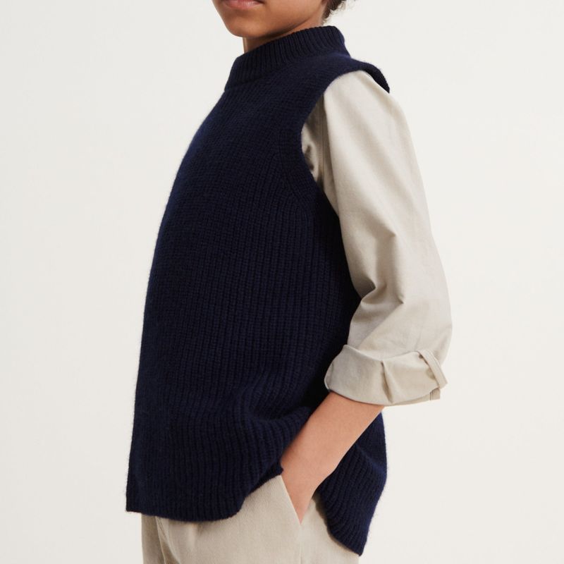 Glory Roll Neck Knitted Tunic Vest (Classic Navy) - 6 Years