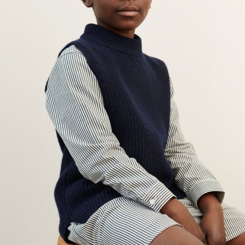 Glory Roll Neck Knitted Tunic Vest (Classic Navy) - 6 Years