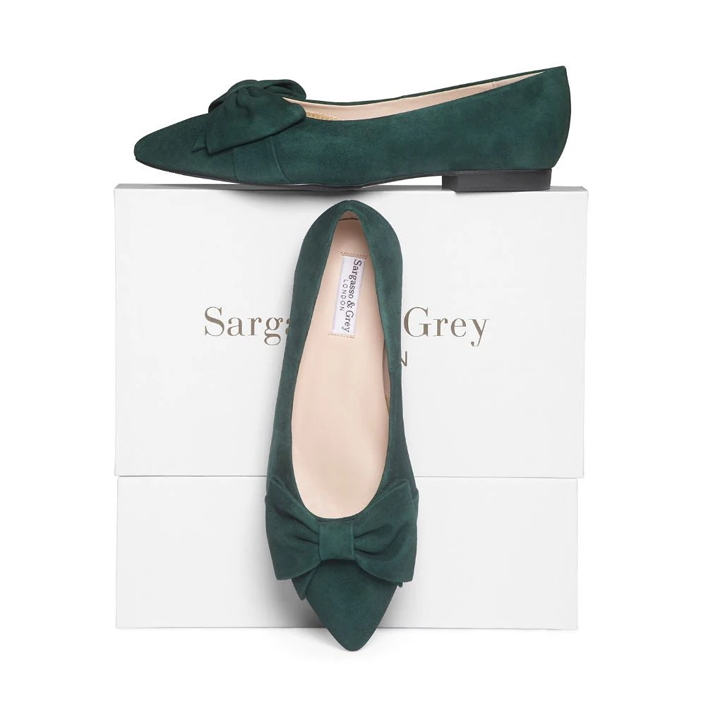 Dionne Extra-Wide Fit Flats - Green Suede - UK 9.5 / EU 44 / Green